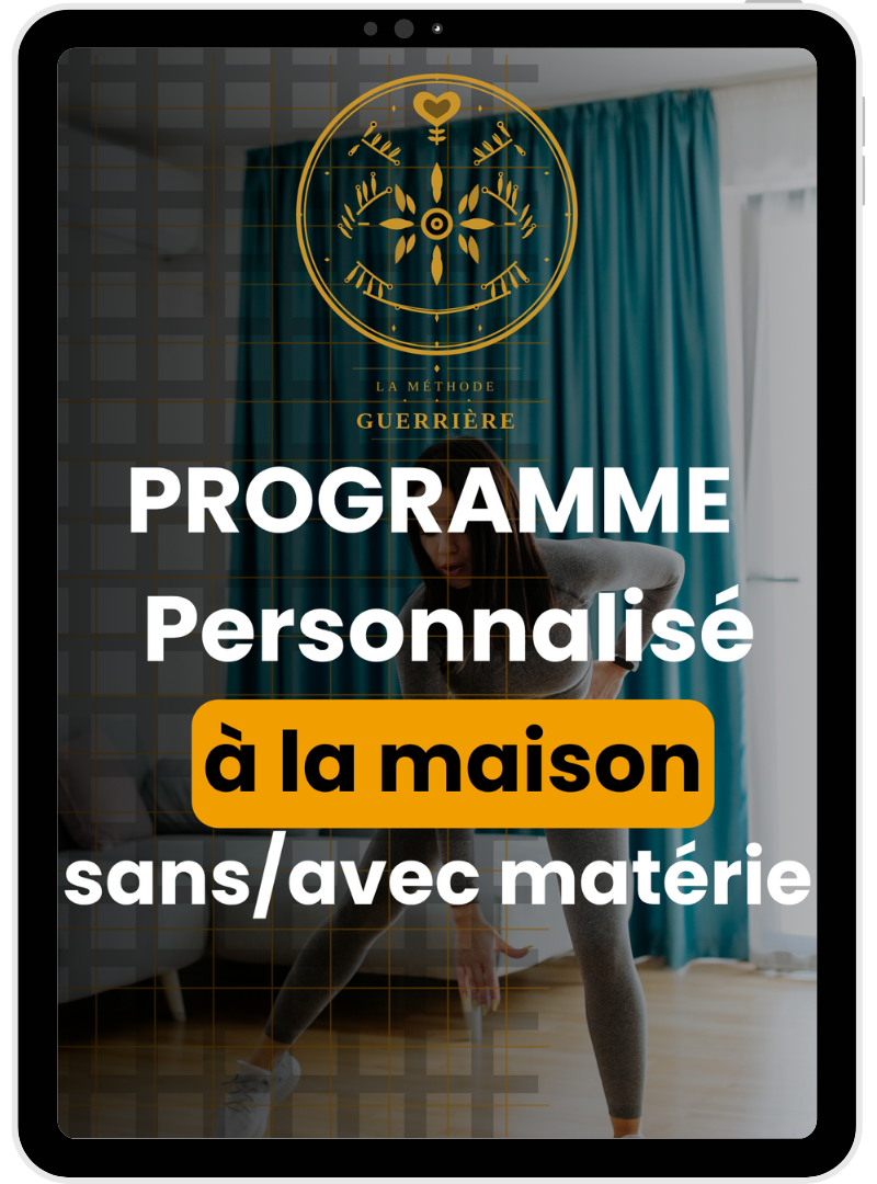 Mockup du programme d'entraînement personnalisé sur application mobile, version maison