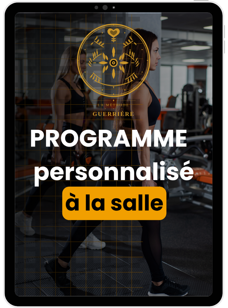 Mockup du programme d'entraînement personnalisé sur application mobile, version salle