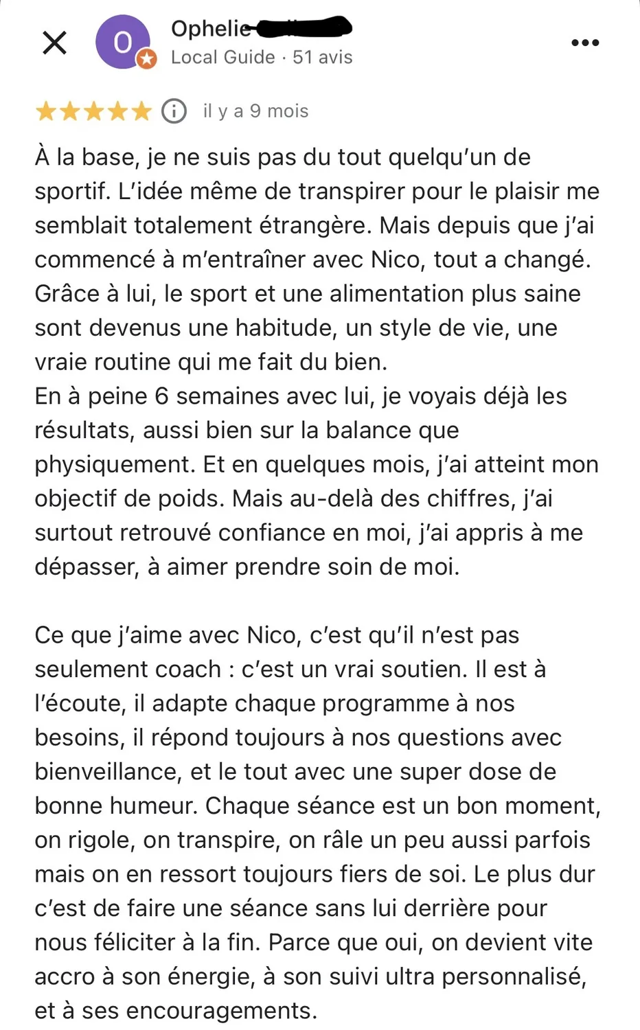 Témoignage écrit d'Ophélie